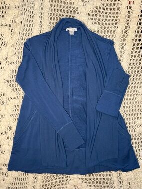 Athleta Deep Blue Open-Front Draped Cardigan